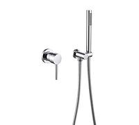 KJJFIPCXP Robinet de Baignoire Mural Robinet de Remplissage de Baignoire avec pulvérisateur à Main Mitigeur Laiton Massif, Titane(Chrome)