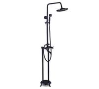 KJJFIPCXP Robinet de remplissage de baignoire avec pulvérisateur à main, robinet de douche monté au sol, mitigeur de baignoire sur pied, ensemble de douche vintage à double poignée
