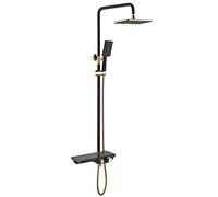 KJJFIPCXP Système de douche à effet pluie avec thermostat, ensemble de robinet de douche mural de luxe avec remplissage de bain, pommeau de pluie en ABS et pulvérisateur à main en ABS à 3 fonctions