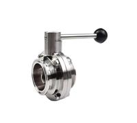KJJFIPCXP Vanne Papillon à Trois Brides SS304 3/4" 1" 1-1/2" 2" 3" 50,5/64/77,5/91 mm(25mm Ferrule 50.5)
