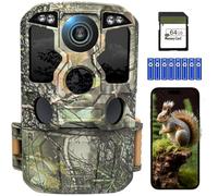 KJK 4K 84MP Caméra de Chasse avec Transmission APP par Téléphone, Caméra de Surveillance WiFi Bluetooth avec Détecteur de Mouvement, Vision Nocturne, Carte SD de 64GB et 8 Piles AA, Caméra de Faune