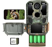 KJK 4K 84MP Caméra de Chasse avec Transmission APP Téléphone Portable, Caméra de Surveillance WiFi Bluetooth avec Détecteur de Mouvement Vision Nocturne, Carte SD 64GB et 8*Piles AA, Grand Angle 130°