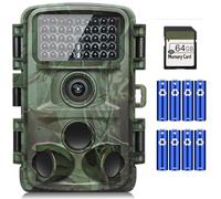 KJK Caméra de chasse 4K 64 MP avec carte mémoire 64 Go, caméra d'animaux sauvages avec vision nocturne, déclencheur 0,05 s, activé par le mouvement, étanche IP67, grand angle 130°, 45 LED infrarouges