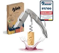 kjøk Couteau de sommelier inox - tire-bouchon pliable | Ouvre-vin de serveur, tire-bouchon à levier, décapsuleur intégré et coupe-capsule, outil de sommelier robuste en inox massif