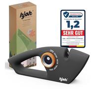 kjøk Premium Aiguiseur de couteaux et de ciseaux manuel avec bouton rotatif - affûteur avec boîtier en ABS noir mat, 5 niveaux, tiges en diamant, céramique & carbure de tungstène pour couteaux, outils