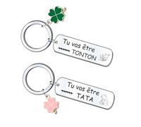 KJKJKJ Cadeaux de Noël pour Tonton Tata Porte-clés Oncle et Tante 2 Pièces Cadeau annoncer grossesse tata et tonton Annonce Grossesse Tu Vas bientôt être Tonton Tata Idée Cadeau Surprise pour Noël (2)