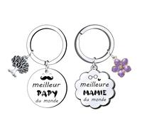 KJKJKJ Cadeaux Noël Mamie Papy Porte-clés 2 Pièces Porte-clés Cadeau Idée Cadeau Grand Parents Fete Des Grand Mere Anniversaire Noel Meilleur Mamie&Papy Du Monde Cadeau des grands-parents (2)