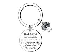 KJKJKJ Cadeaux Porte Clés Parrain- Parrain Cadeau Baptême-Demande Futur Parrain Cadeau Noël Anniversaire