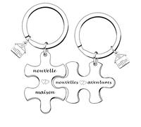 KJKJKJ Porte clé Maison Couple Personnalisé: Ensemble de Porte Clef en Acier Inoxydable - pour la Maison - Cadeau Amour de Pendaison de Crémaillère (2)