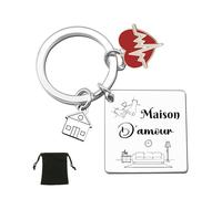 KJKJKJ Porte clé Maison Couple Personnalisé: Ensemble de Porte Clef en Acier Inoxydable - pour la Maison - Cadeau Amour de Pendaison de Crémaillère-Cadeau pour Cremaillere (1-1)