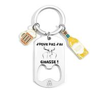 KJKJKJ Porte Clef Personnalisé pour Chasseur - Cadeau Chasseur Chasse avec Décapsuleur - Accessoires de Chasse Humoristique Homme Original pour Anniversaire, Noël