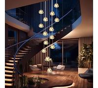 KJLARS Lustre Moderne En Cristal Pendentif Lumière LED Goutte De Pluie Suspendus Lumières Haut Plafonnier Luminaire pour Salon Salle À Manger Couloir Hall Escalier G4 Ampoules (14 lumières-carré)