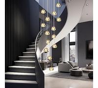 KJLARS Lustre Moderne En Cristal Pendentif Lumière LED Goutte De Pluie Suspendus Lumières Haut Plafonnier Luminaire pour Salon Salle À Manger Couloir Hall Escalier G4 Ampoules (14 lumières)