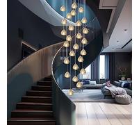 KJLARS Lustre Moderne En Cristal Pendentif Lumière LED Goutte De Pluie Suspendus Lumières Haut Plafonnier Luminaire pour Salon Salle À Manger Couloir Hall Escalier G4 Ampoules (26 lumières)