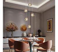 KJLARS Lustre Moderne En Cristal Pendentif Lumière LED Goutte De Pluie Suspensions Lumières Haut Plafonnier Luminaire pour Salon Salle À Manger Couloir Hall Escalier G4 Ampoules (5 lumières)