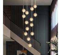 KJLARS Suspensions LED Contemporaine Pendentif Lampe Hauteur Réglable Lustres adapté pour salon table à manger escalier chambre Plafonniers lampe suspendue (14 Lights)