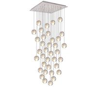 KJLARS Suspensions LED Contemporaine Pendentif Lampe Hauteur Réglable Lustres adapté pour salon table à manger escalier chambre Plafonniers lampe suspendue 36 lumières-carré