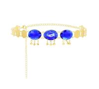 KJMWXOP Chaînes de corps en strass for femmes, breloques dorées, chaînes de taille de Bikini, chaîne de ventre ethnique bohème, bijoux de corps(Blue)