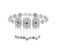 KJMWXOP Chaînes de corps Turquoise for femmes, breloques dorées creuses, bijoux de corps ethnique bohème, pièce de monnaie, pompon, chaîne de danse du ventre(S1)