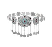 KJMWXOP Chaînes de corps Turquoise for femmes, breloques dorées creuses, bijoux de corps ethnique bohème, pièce de monnaie, pompon, chaîne de danse du ventre(S)