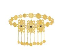 KJMWXOP Chaînes de corps Turquoise for femmes, breloques dorées creuses, bijoux de corps ethnique bohème, pièce de monnaie, pompon, chaîne de danse du ventre(G1)