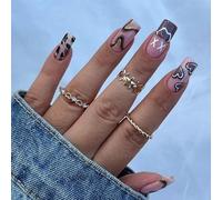 KJMWXOP Faux Ongles français, 48 pièces, Faux Ongles Courts et Moyens, Couleur Chair, Couverture complète, à Coller sur Les Ongles, 12 Tailles différentes, avec Colle, kit de ma