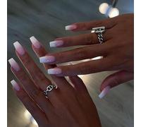 KJMWXOP Faux Ongles français, 48 pièces, Faux Ongles Courts et Moyens, Couleur Chair, Couverture complète, à Coller sur Les Ongles, 12 Tailles différentes, avec Colle, kit de ma