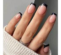 KJMWXOP Faux Ongles français, 48 pièces, Faux Ongles Courts et Moyens, Couleur Chair, Couverture complète, à Coller sur Les Ongles, 12 Tailles différentes, avec Colle, kit de ma