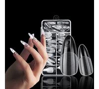KJMWXOP Lot de 240 Faux Ongles en Acrylique Transparent Style French manucure, Extensions d'ongles, Faux Ongles artificiels avec boîte, pour Salons de manucure et Nail Art DIY, 1