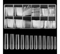 KJMWXOP Lot de 240 Faux Ongles en Gel Souple, Couverture complète, Transparents, Style Ballerine, Longs et givrés, en Acrylique, sans Courbe en C, sans Traces, pour Nail Art DIY.