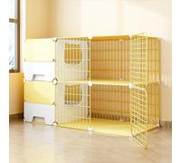 KJoBDwz Clôture pour chats avec litière pour chats, grande niche pour chats, amovible en métal, villa pour chats d'élevage, espace libre extra large (jaune, 105 x 35 x 70 cm)