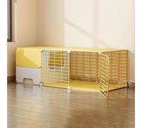 KJoBDwz Clôture pour chats avec litière pour chats, grande niche pour chats, amovible en métal, villa pour chats d'élevage, espace libre extra large (jaune, 105 x 45 x 35 cm)