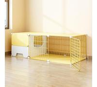 KJoBDwz Clôture pour chats avec litière pour chats, grande niche pour chats, amovible en métal, villa pour chats d'élevage, espace libre extra large (jaune, 105 x 35 x 35 cm)