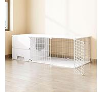 KJoBDwz Clôture pour chats en grande cage pour chats avec litière pour chats, grande niche pour chats amovible en métal, villa pour chats d'élevage, espace libre extra large (blanc, 105 x 35 x 35 x 35