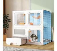 KJoBDwz Clôture pour chats en grande cage pour chats d'intérieur avec litière, clôtures pour chats pour chats et chats avec hamac (70 x 35 x 70 cm)