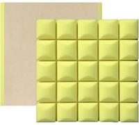 KJoBDwz Lot de 20 panneaux acoustiques autocollants en mousse de polyuréthane insonorisante - Plaque murale insonorisante - Jaune - 50 x 50 x 5 cm