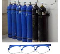 KJoBDwz Support de réservoir d'oxygène bleu pour laboratoire/usine/maison/école, support mural fixe en acier pour bouteille de gaz, avec chaîne de protection (4 ensembles)