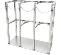 KJoBDwz Support de réservoir d'oxygène en acier inoxydable pour bouteille de gaz de 4 L, porte-réservoir de cylindre avec chaîne de protection réglable, pour maison/école/hôpital (63 x 20,1 x 40,9 cm)