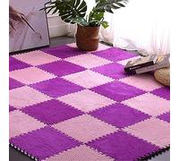 KJoBDwz Tapis en mousse de peluche, tapis à encastrer, en mousse, carrée, moelleuse, de 50 pièces, tapis de puzzle en peluche pour décorations pour la maison, faciles à mettre ensemble des tapis
