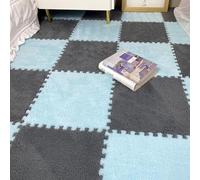 KJoBDwz Tapis en mousse de peluche, tapis de puzzle en mousse à encastrer, doux tapis carrés en peluche, tapis de puzzle à encastrer, tapis rampants tapis d'escalade (bleu+gr