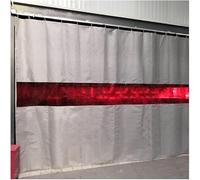 KjoiDWz Rideau de protection de soudure suspendu de 20 mils (0,5 mm), enduit de silicone et de fibre de verre, avec fenêtre de visualisation rouge ignifuge(3x3 m/9.8x9.8 ft)