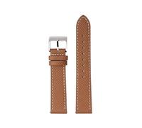 KJOLWHCQ Bracelets de montre 18 mm/20 mm/22 mm for femmes et hommes, en cuir de veau grainé lézard, avec barrette à ressort à dégagement rapide(Brown-White-Silver,18mm)