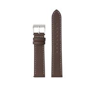 KJOLWHCQ Bracelets de montre 18 mm/20 mm/22 mm for femmes et hommes, en cuir de veau grainé lézard, avec barrette à ressort à dégagement rapide(Dark Brown+White-Silver,18mm)