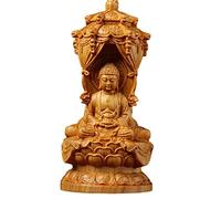 KJOLWHCQ Statue Feng Shui en Bois Massif, Statue d'Amitabha des Trois Saints, vénération de Guanyin, Avalokiteshvara, Bodhisattva, Bouddha de la Grande Force