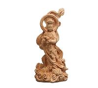 KJOLWHCQ Statue Fengshui en Bois Massif de cyprès Guan Yin, déesse de la Compassion et de la miséricorde, protectrice des Femmes, Marron, Figurine