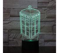 KJsdaADSA 3D Illusion Lampe Tardis Call Box Lampe 3D Night Light Enfants Enfant Bébé Cadeau Téléphone Booth Police Box Lampe Décorative Doctor Who Lampe 16 couleurs