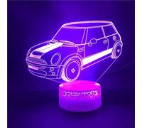 KJsdaADSA 3D LED Illusion lampe veilleuse Mini Cooper voiture réveil bébé Base tactile Ensor 16 couleurs avec télécommande atmosphère pour la décoration de la chambre