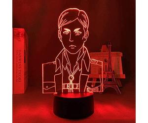 KJsdaADSA 3D veilleuse Anime Illusion Led décor 3D Lampe Anime Angriff auf Erwin Smith für Schlafzimmer Dekorative Licht Kinder Geburtstagsgeschenk 7 couleurs