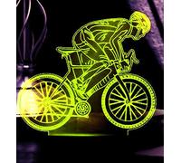 KJsdaADSA 3D Vélo Veilleuse Lampe Optique Veilleuse Illusion 7 Changement De Couleur Interrupteur Tactile Table Bureau Décoration Lampes Acrylique USB Jouets Cadeaux pour Enfants