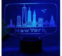 KJsdaADSA Illusion Optique 3D New York Nuit Lampe Art Déco Lampe Lumières LED Décoration Lampes Touch Control 7 Couleurs Change Veilleuse USB Powered Enfants Cadeau Anniversaire Cadeaux